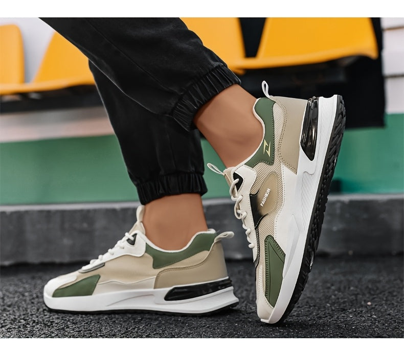 Men's Plus Size Canvas Sneakers - Trendy Casual Running Shoes with Air Cushion, Breathable Fabric Upper, Low-Top Design, and Durable PVC Sole for Casual Attire, Walking, and Skateboarding