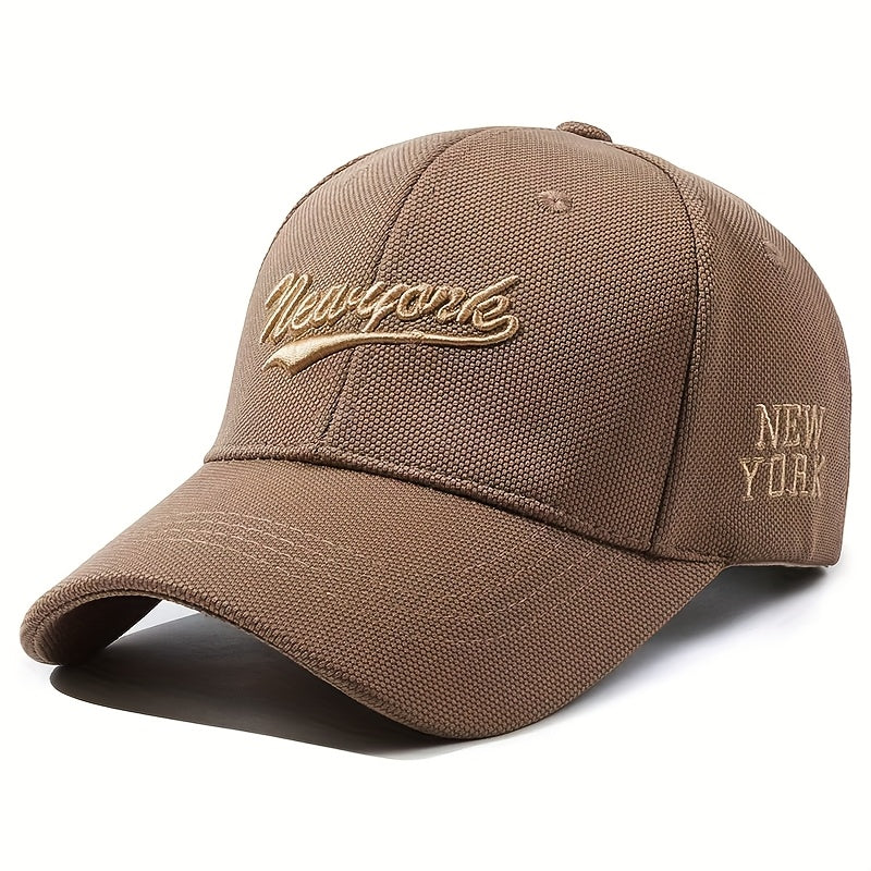 Adjustable Embroidered "NEW YORK" Baseball Cap, Wide Brim, Mesh Back, Casual Style in Beige, Black, White, Dark Brown, Navy Blue, Red, Green, and Yellow Colors, Fashionable and Comfortable for All Seasons, Allseason Hat | Mod