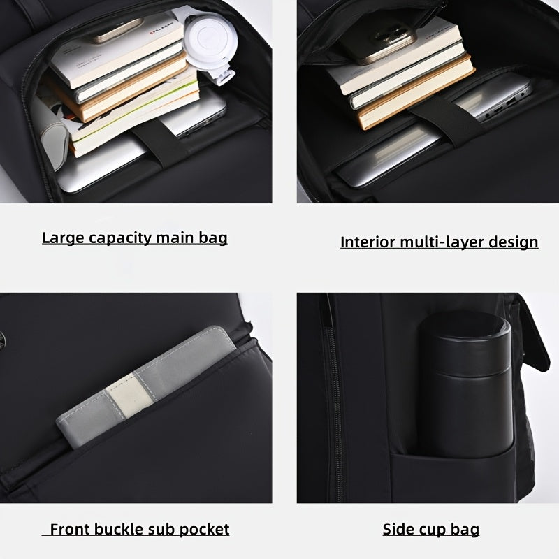Men'S Large Capacity Laptop Backpack - Soft Shell, Durable Easy to Clean, Multi-Functional Casual Business Travel Bag with Zipper Closure, Hand Washable, Commute Essentials Casual Style Zippered Closure