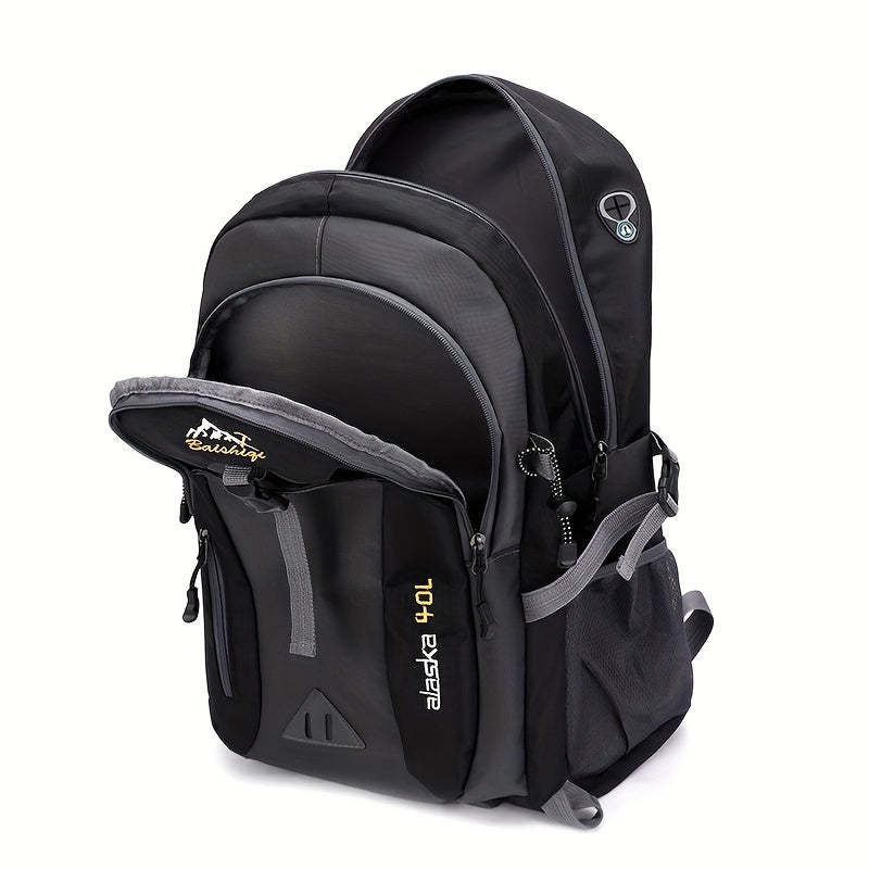 40L Black Oxford Backpack for Hiking, Travel & Outdoor Adventures - Lightweight, Durable with Adjustable Straps, Design, Perfect for Camping, Cycling & Student Use
