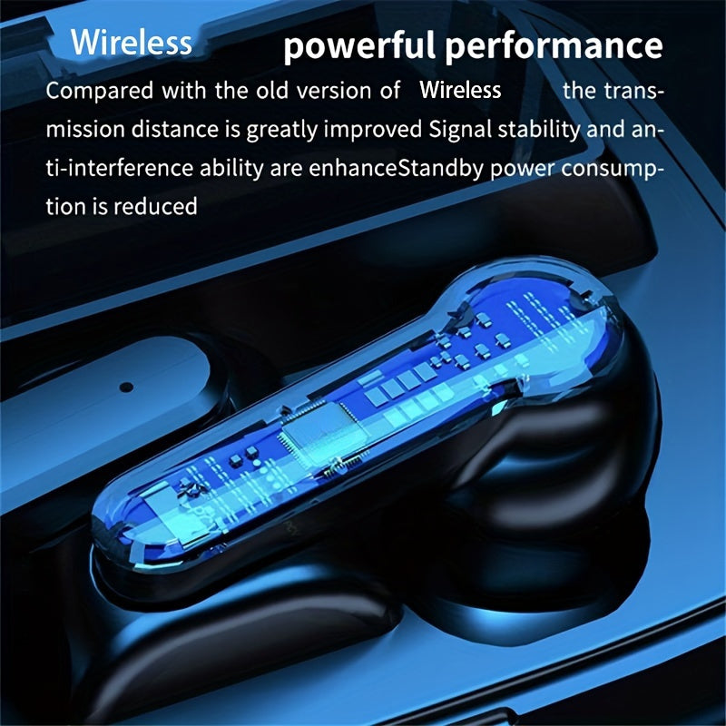 TWS wireless earbuds, 5.0 gaming headset with microphone, stereo headset, headset with display, most comfortable in-ear, high sound quality, high color value sports headphones, long battery life