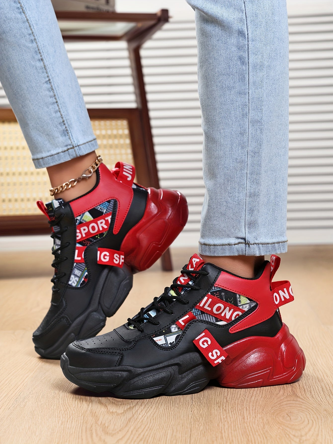 Women'S High-Top Plaid Skate Sneakers - Lightweight, Non-Slip, Shock-Absorbing Sneakers with EVA Sole, Synthetic Faux Leather Upper Fabric Lining for All-Season Sports and Casual Wear, Casual Sneakers Stylish Lace-Up Shoe