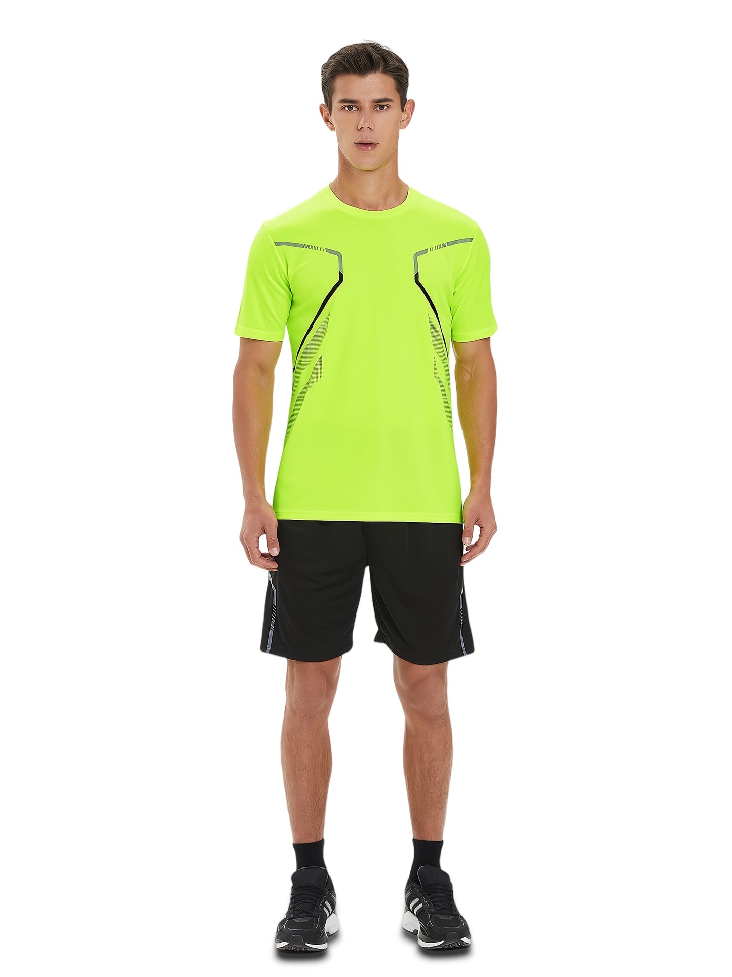 2pcs Men's Running Sportswear Set Summer Ice Sliky Fiber Fabric Quick-Dry Sweat-Absorbent Fitness Casual Short Sleeve Shorts Outfit
