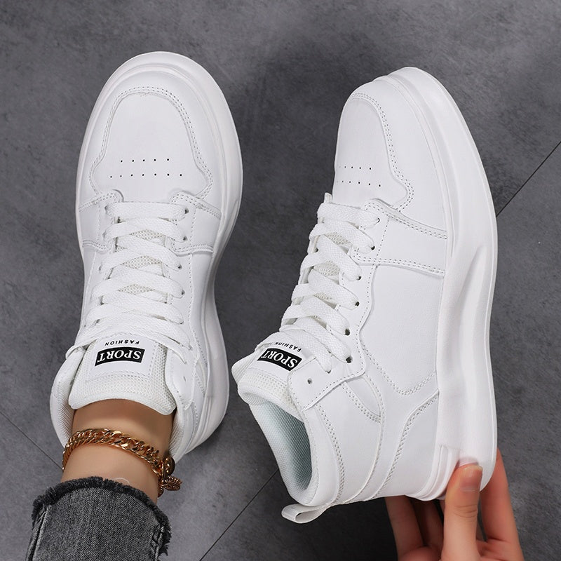 Women's Outdoor Autumn and Winter Thickened Warm Star Pattern Fashionable Versatile Simple High-Top Lace-Up Soft Sole Campus Sneakers for Multi-Purpose Sports and Casual Wear