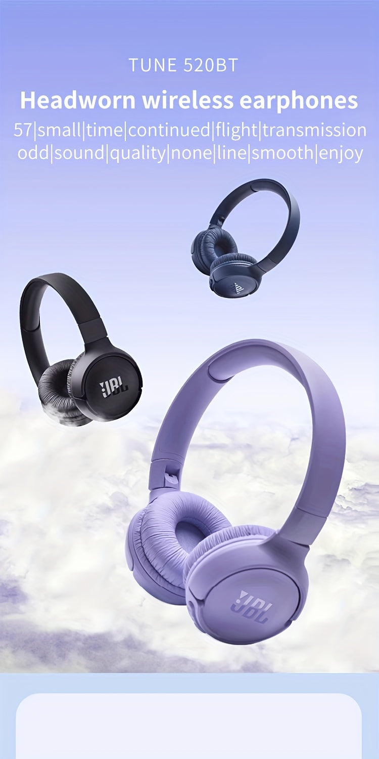 Ideal for Travel, Work, Home, And Gym, The JBL T520BT Wireless Headphones Feature Deep Bass, Long Battery Life, And a Comfortable Fit