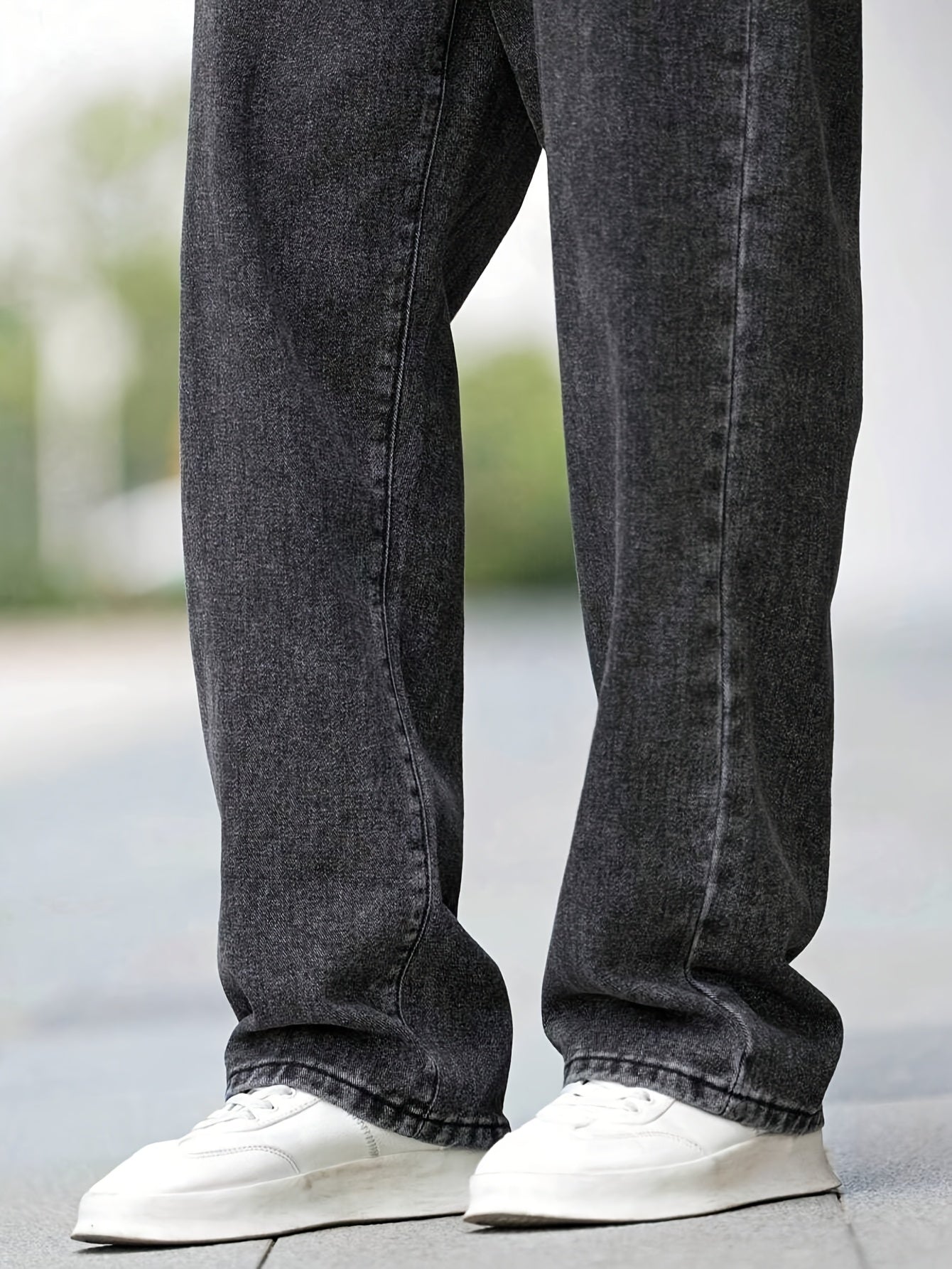 Teen Black Casual Denim Jeans Mid-Waist Regular Fit
