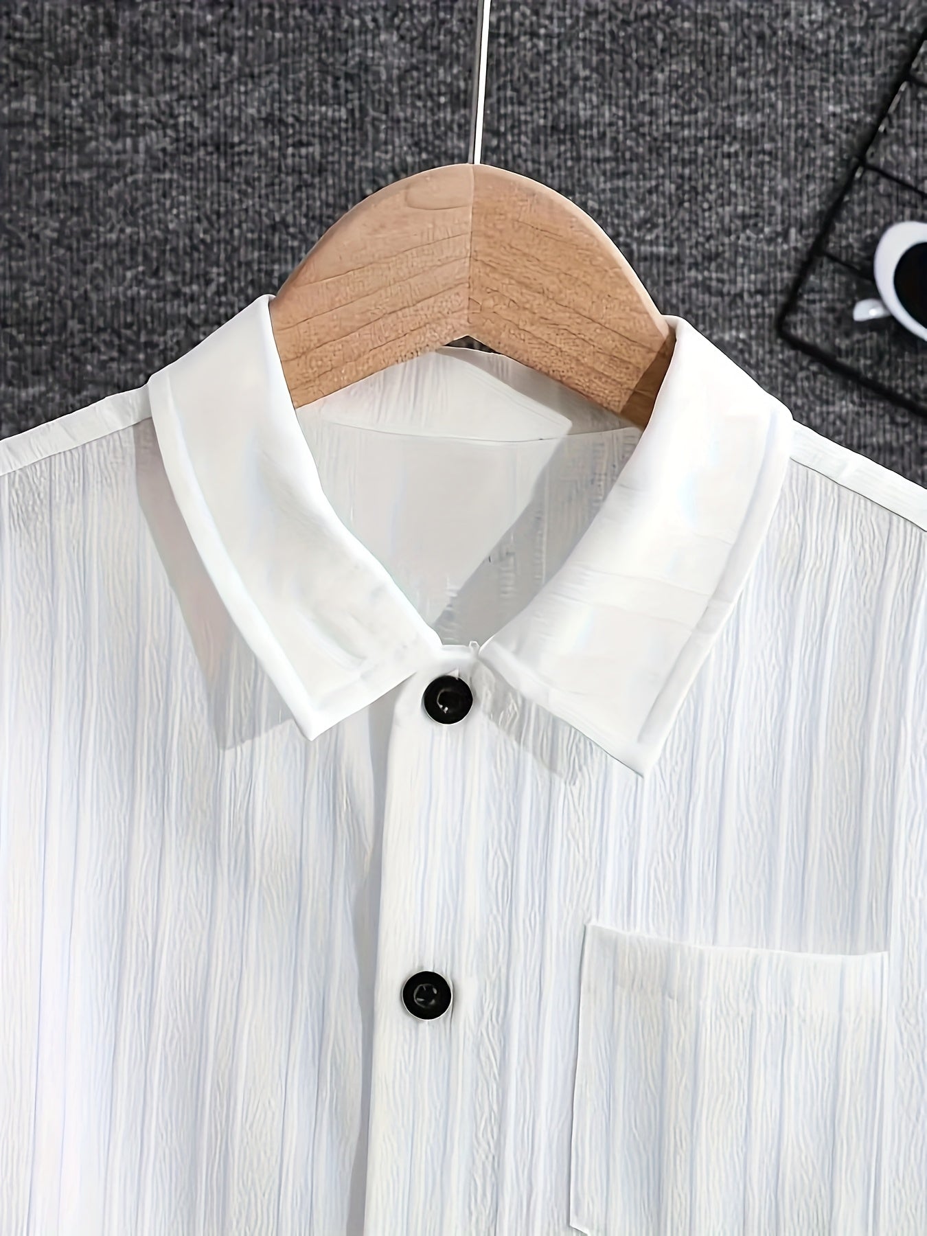 Boys' Summer Casual Short-Sleeve Striped Shirt with Chest Pocket