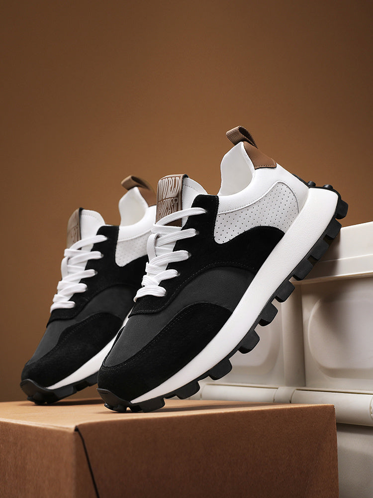 2025 Spring Men'S Breathable Low-Top Sneakers - Thickened Cushioned Rubber Sole, Men'S New Breathable Mesh Platform Dad Shoes Casual Height Increase Sports Shoes