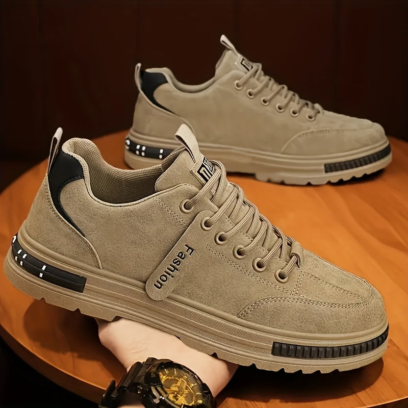 Men'S All-Season Low Top Sneakers, Solid Color, Non-Slip Durable Sports Casual Shoes, Breathable Fabric Lining, Round Toe, Lace-Up Closure, Faux Upper, PVC Sole, Cloth Insole - Versatile for Casual Sports Use