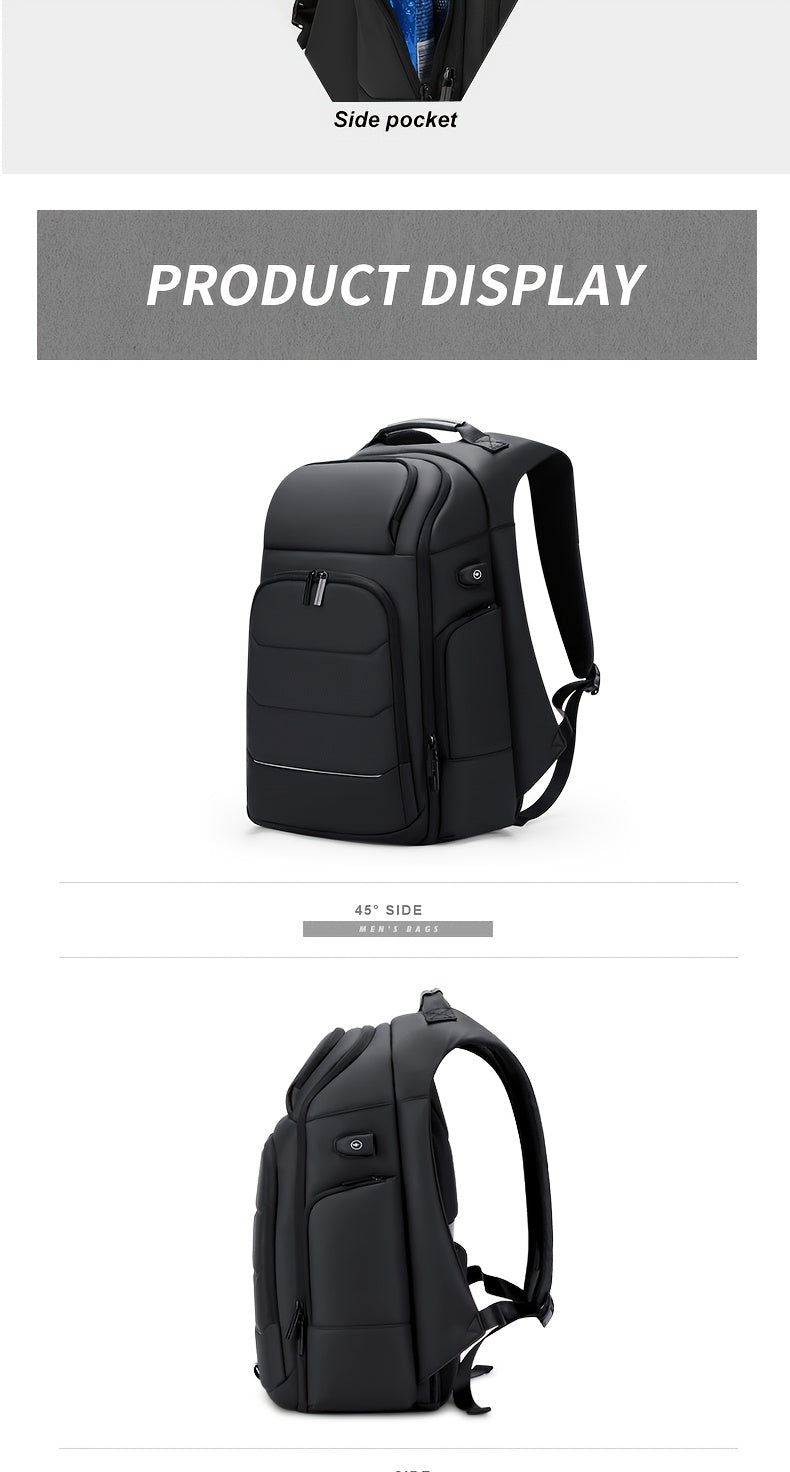 FENRUIEN Men'S Large Capacity Expandable Backpack with USB Charging, 39.62cm Laptop Bag, Durable Oxford Fabric, Multiple Compartments for Travel and Business Use, Travel Backpack Minimalist Backpack Durable Zippers, Lapto