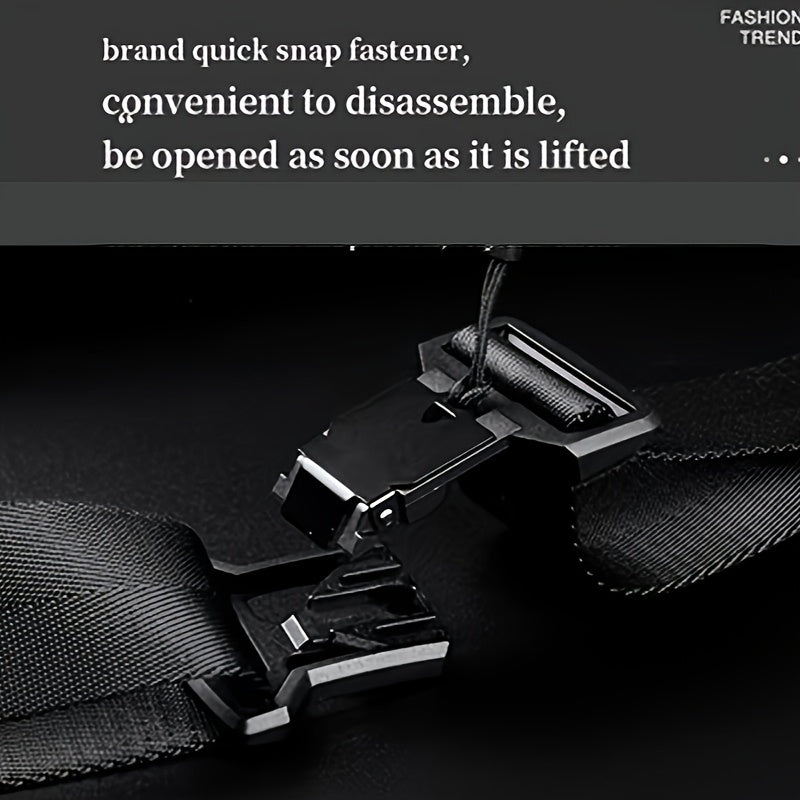 Men'S Sleek Black Crossbody Bag - Durable Oxford Material, Zippered Chest Bag with Adjustable Strap, Ideal for Commuting Cycling, Trendy Shoulder Bag for Men, Cycling Bag Trendy Shoulder Bag Functional Design, Small Crossbo
