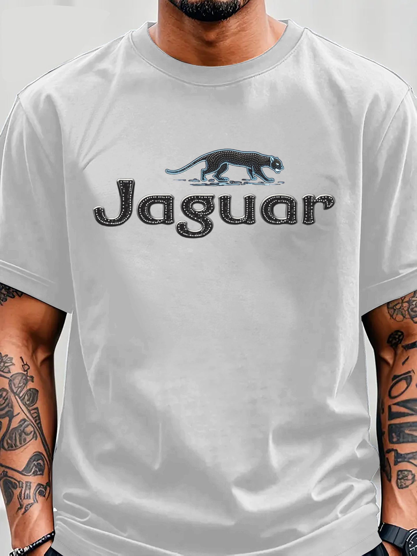 Men'S Jaguar Print Y2K Style T-Shirt - Red, Breathable Comfortable Short Sleeve Crew Neck Tee for Casual Wear, Outdoor Activities, and Everyday Comfort, Everyday Clothing Y2K Fashion Tee Comfortable Fit