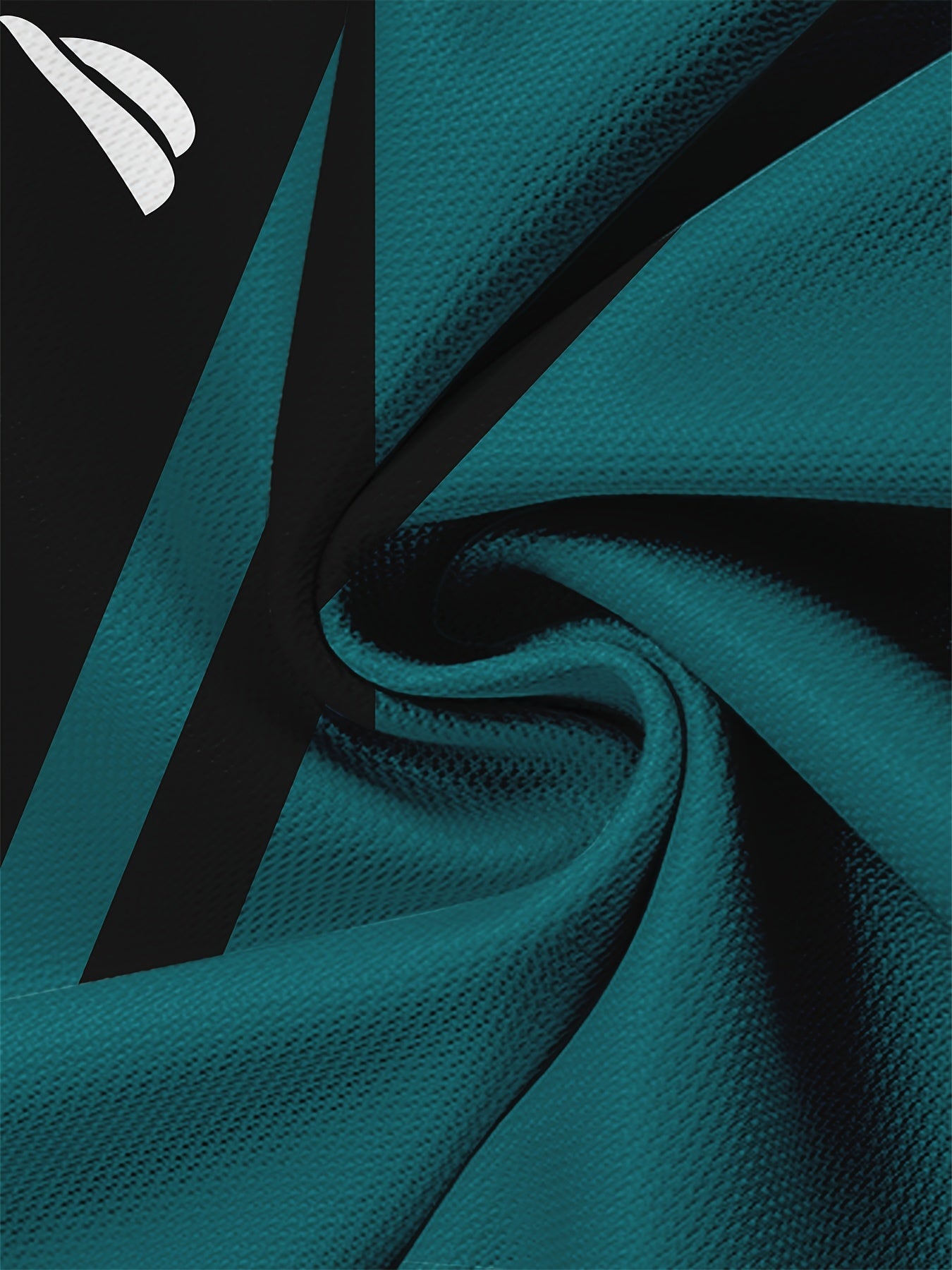 Men'S Novelty T-Shirt - Black Teal Color Block Design, Casual Crew Neck, Short Sleeve, Regular Fit, Polyester Fabric, Perfect for Casual Attire, Novelty T Shirt