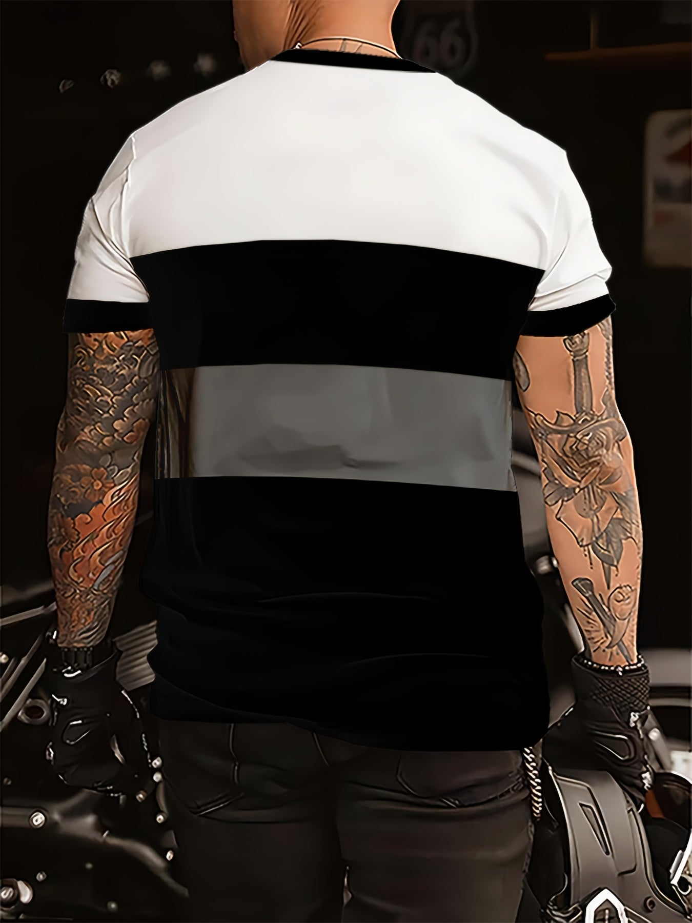 Men'S Stylish Casual T-Shirt - 100% Polyester, Crew Neck Short Sleeve, Machine Washable, Comfortable All-Season Wear Smooth Texture Fabric