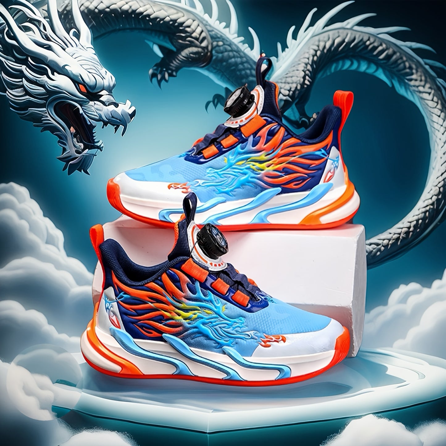 Youth Rotary Buckle Striped Cross-Training Sneakers - Low Top PU Upper, Fabric Inner, PVC Sole, Fabric Insole for Ages 14 and Under - Stylish Fitness Running Shoes for