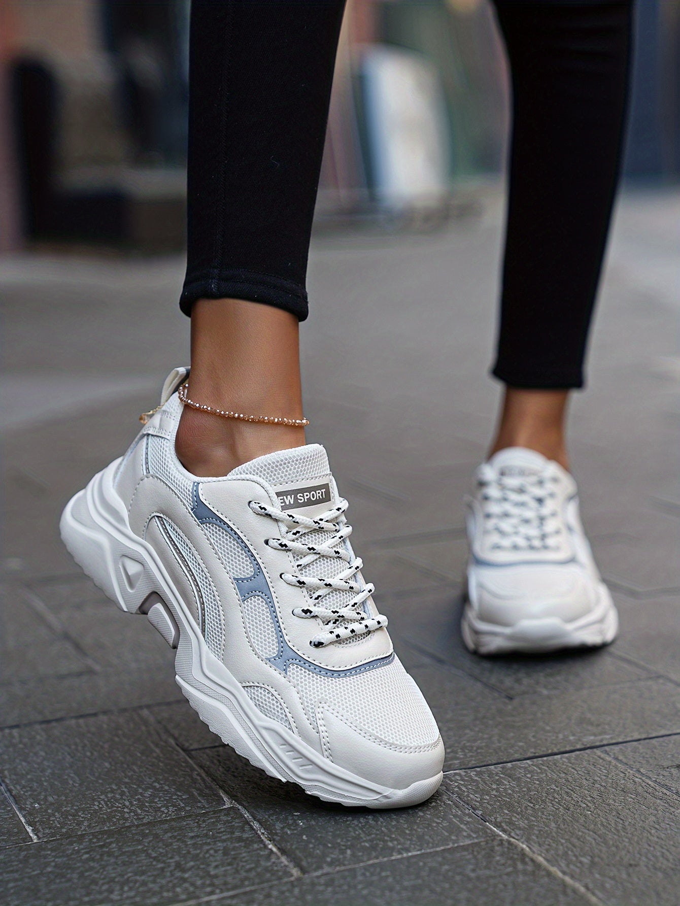 Women's Fashionable Platform Chunky Sneakers, Lace Up Breathable Running Shoes, Thick Bottom Outdoor Casual Dad Shoes