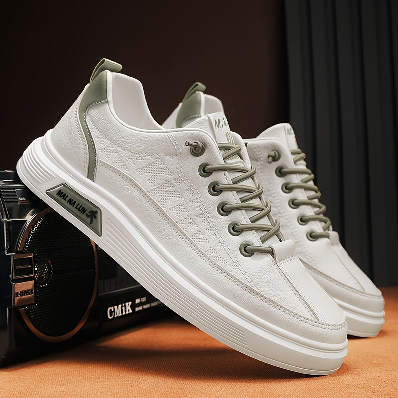 1 Pair Of Oversized Men'S Breathable Lace Up Sports Shoes, Board Shoes, Versatile And Wear-resistant Skateboard Shoes, White Shoes