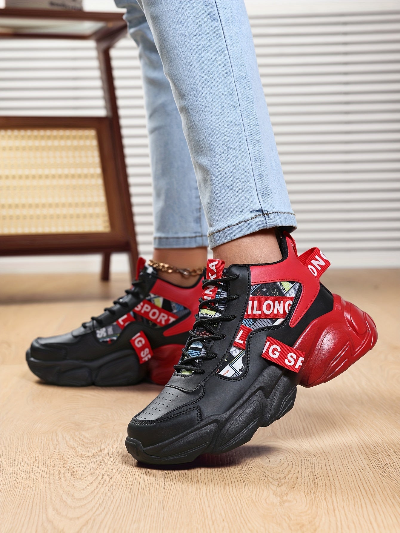 Women'S High-Top Plaid Skate Sneakers - Lightweight, Non-Slip, Shock-Absorbing Sneakers with EVA Sole, Synthetic Faux Leather Upper Fabric Lining for All-Season Sports and Casual Wear, Casual Sneakers Stylish Lace-Up Shoe