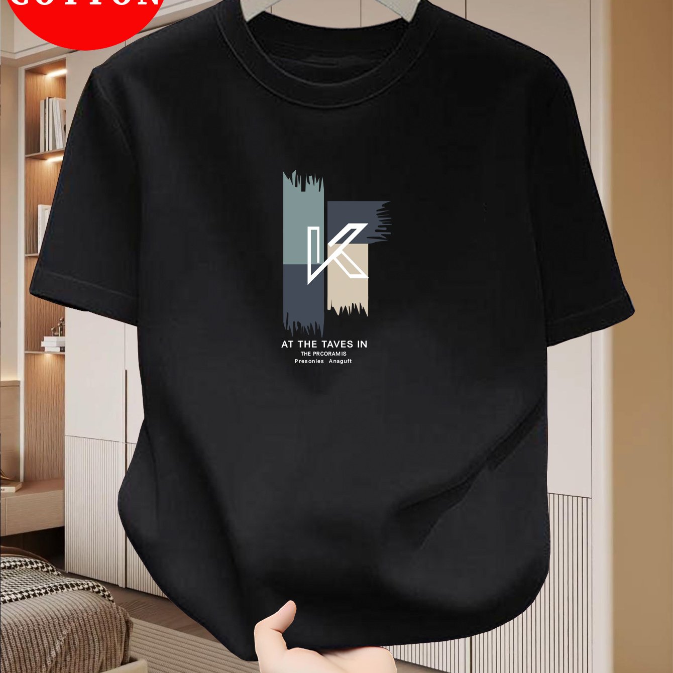 Men's Heavyweight 100% Cotton T-Shirt - Beige Crew Neck Tee, Breathable Summer Shirt for Everyday Formal Wear, Soft Everyday Essential, Relaxed Fit, Stylish Lettering, Premium Quality, Short Sleeve Top, Casual Wardrobe