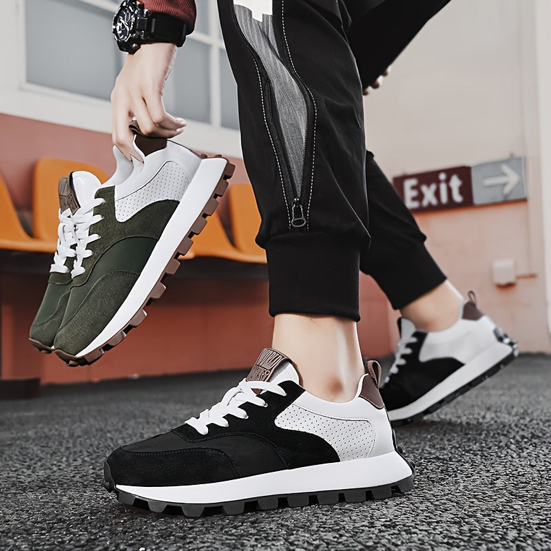 Men'S Casual Fashion Sneakers - Versatile Stylish Dad Shoes with Rubber Sole, Lace-Up, Round Toe, Low Top Design for Outdoor, Hiking Everyday Wear, Hiking Footwear Modern Sneakers Durable Rubber Sole