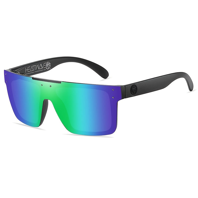 Luxury Brand Heatwave Unisex Square Fashion Glasses - Iridescent Purple to Blue Gradient Lenses,, Lightweight Durable Frame for Sports & Casual Fashion (Includes Protective Case)