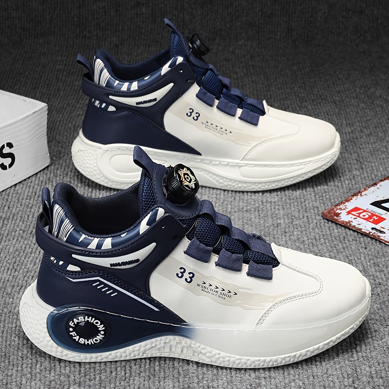 Men's Fashionable High-Top Sneakers with Rotating Buckle - Versatile, Breathable Running Shoes for All Seasons