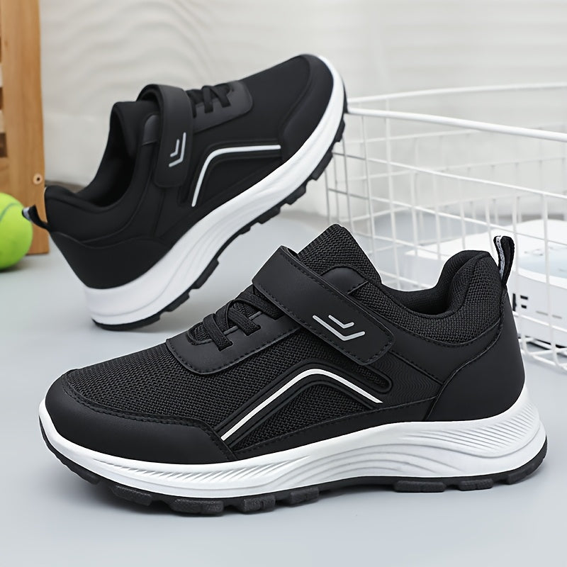 Women's Breathable Mesh Sneakers - Maroon Low-Top Casual Sneakers with Adjustable Hook-and-loop Fastener Strap Laces, Comfortable Fabric Insole, All-Season Round Toe Design, Breathable Footwear Stylish Mesh Sneakers Adj