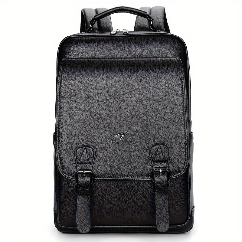 Stylish Men's Backpack - Multifunctional, Large Capacity for 39.62cm Laptop, Business Travel Ready, Durable PU Material