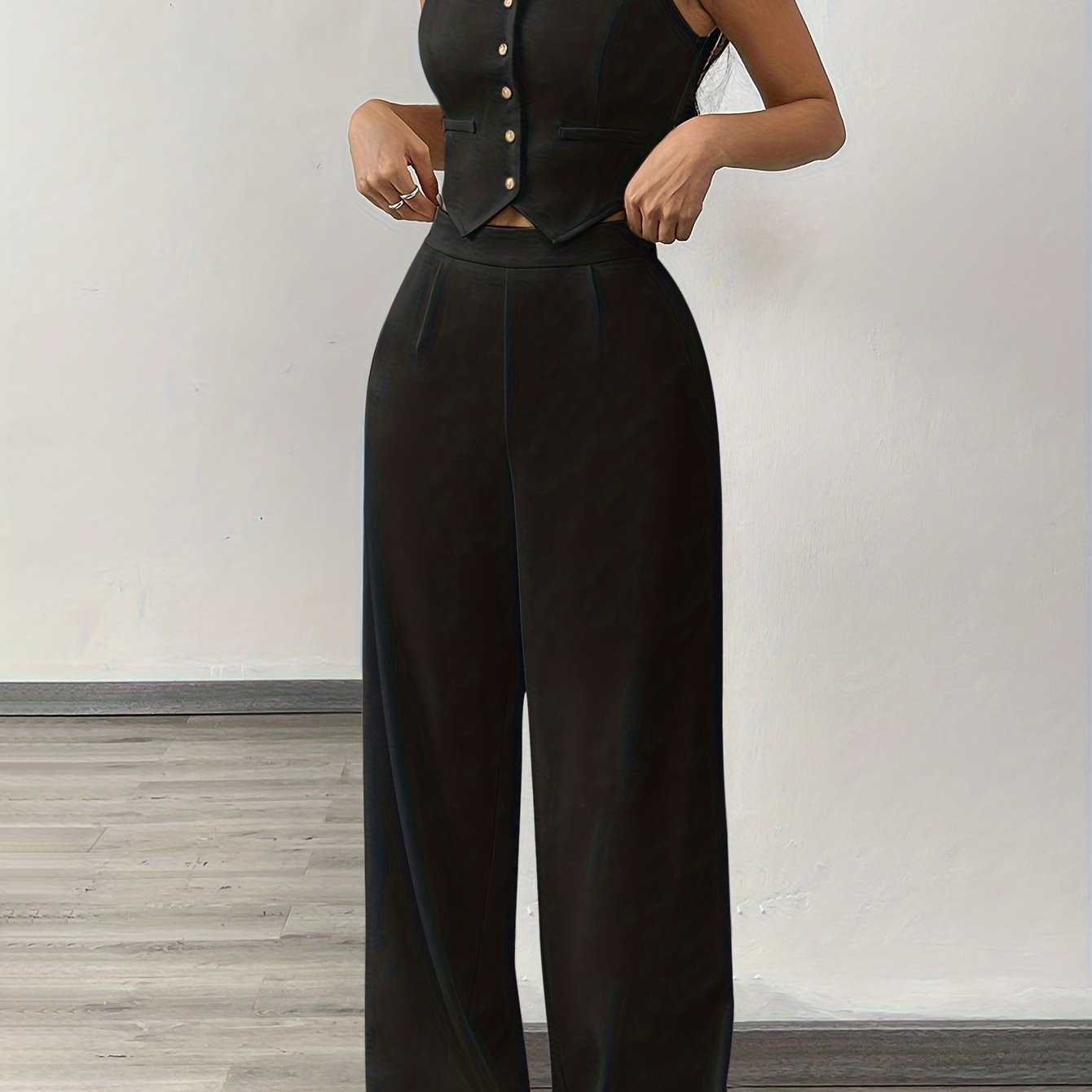 2026 Spring/Summer Casual Fashion Women'S Two-Piece Set Featuring a Vest Top And Fitted Straight-Leg Pants That Enhance The Leg Shape