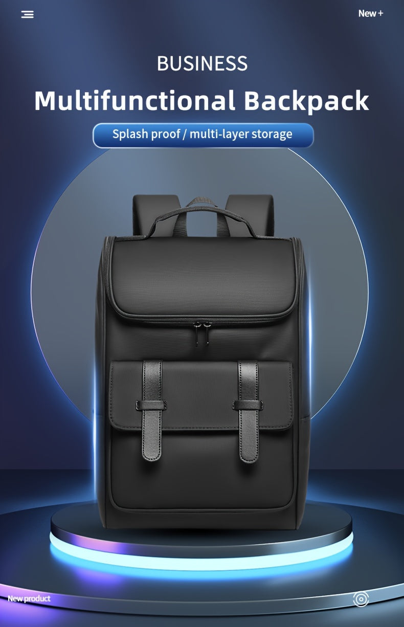 Men'S Stylish Large Capacity Commuter Backpack - Black Oxford Fabric, Durable with Multiple Compartments and Adjustable Straps, Ideal for Office, Student, University, School, Travel, Commute, Travel Backpack Casual Style Ba