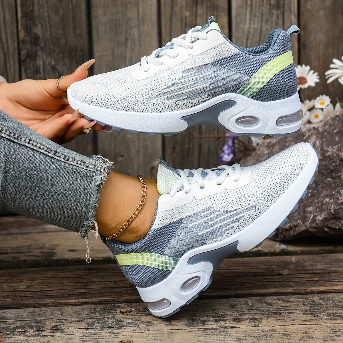 Breathable Mesh Women's Sneakers - Lightweight Soft Sole Lace-Up Low-Top Shoes with Cushioned PVC Sole for Running, Gym, Work Travel - All-Season Comfort in Black, White, Light Blue, Pink, Grey, Ladies Sneakers, Gym Footwea