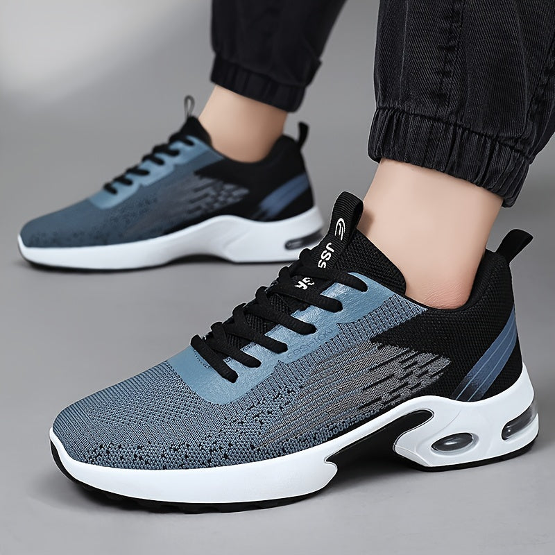 Men's Fashion Sports Sneakers, Breathable Mesh Fabric Upper, Comfortable Lace-Up Running Shoes with PVC Sole and Cloth Insole for All Seasons