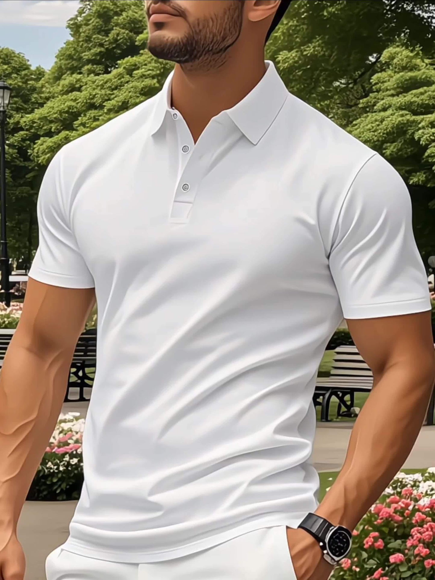 Men's Lightweight Breathable Shirt - Quick-Dry Polyester Button-Up Collar Formal & Casual Business-casual Office Wedding Party Attire - Easy-Care Everyday & Special Occasion Shirt, Easycare Fabric
