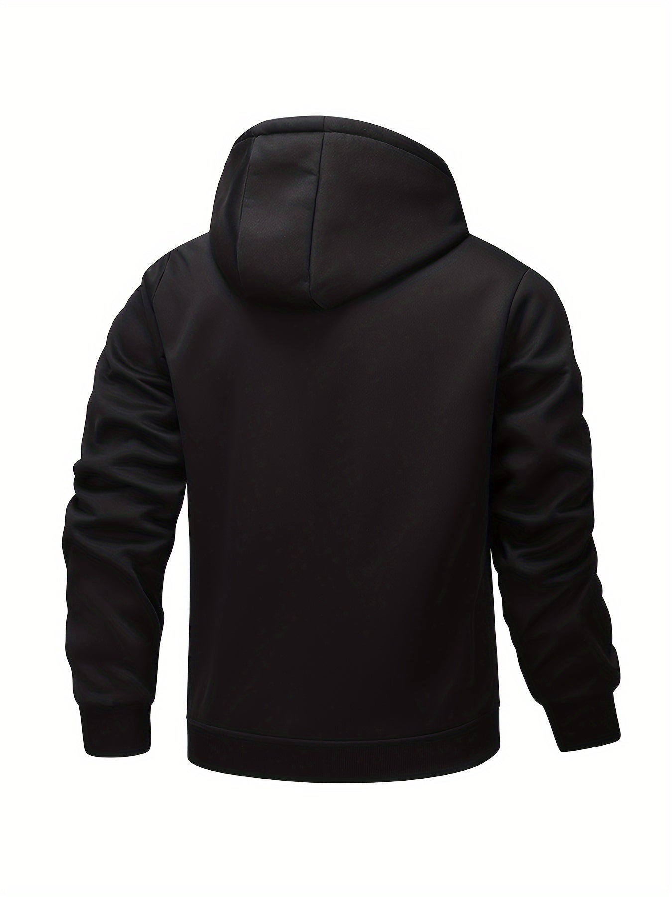 1pc Men'S Casual Style Hooded Jacket, Thick Fleece Lined, Warm