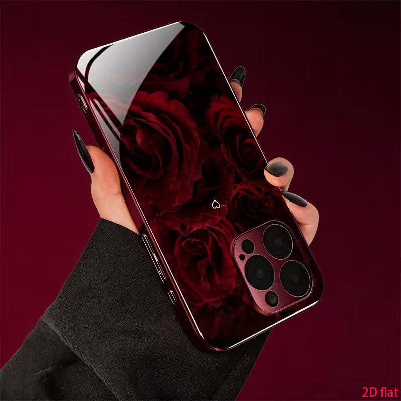 Luxury Wine Red Acrylic Phone Case for iPhone 15-18 Series