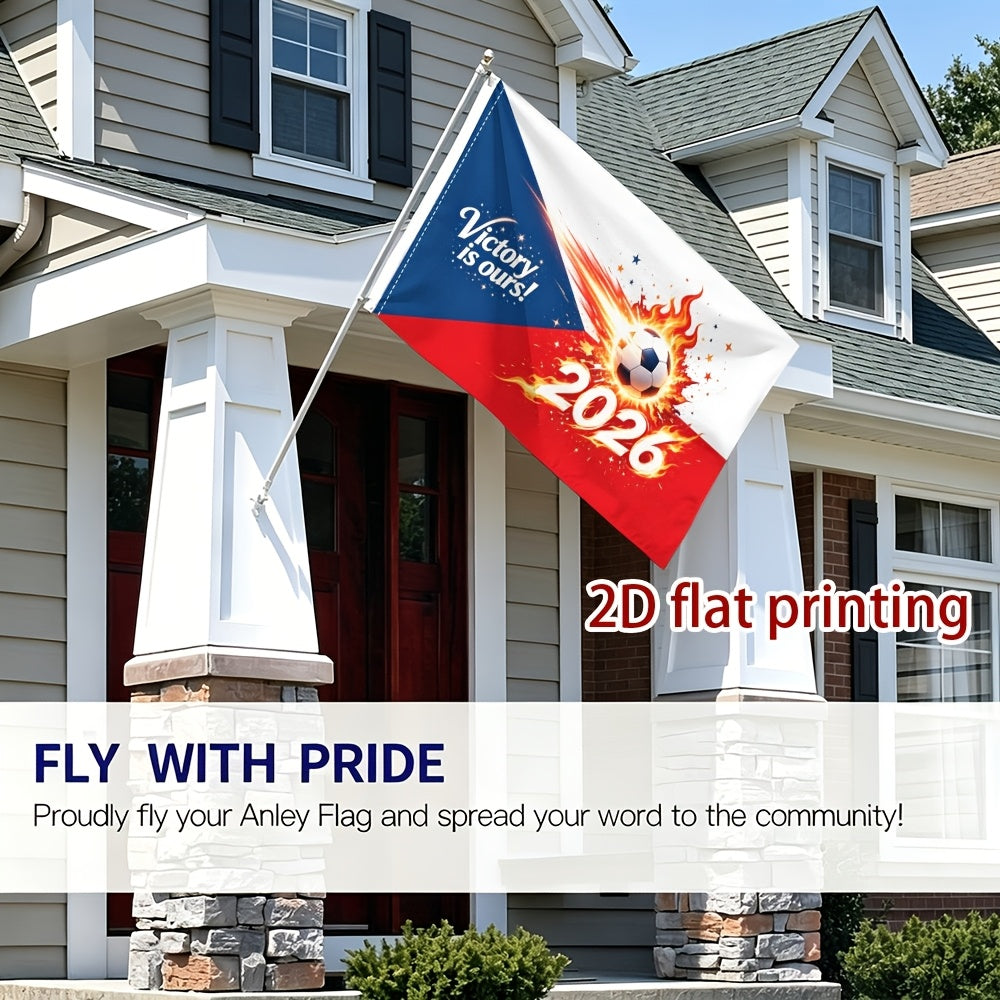 Czech 2026 Football Themed Polyester Fan Flag - Single-Sided Print