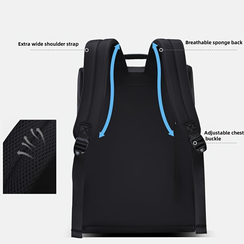 Men'S Large Capacity Laptop Backpack - Soft Shell, Durable Easy to Clean, Multi-Functional Casual Business Travel Bag with Zipper Closure, Hand Washable, Commute Essentials Casual Style Zippered Closure