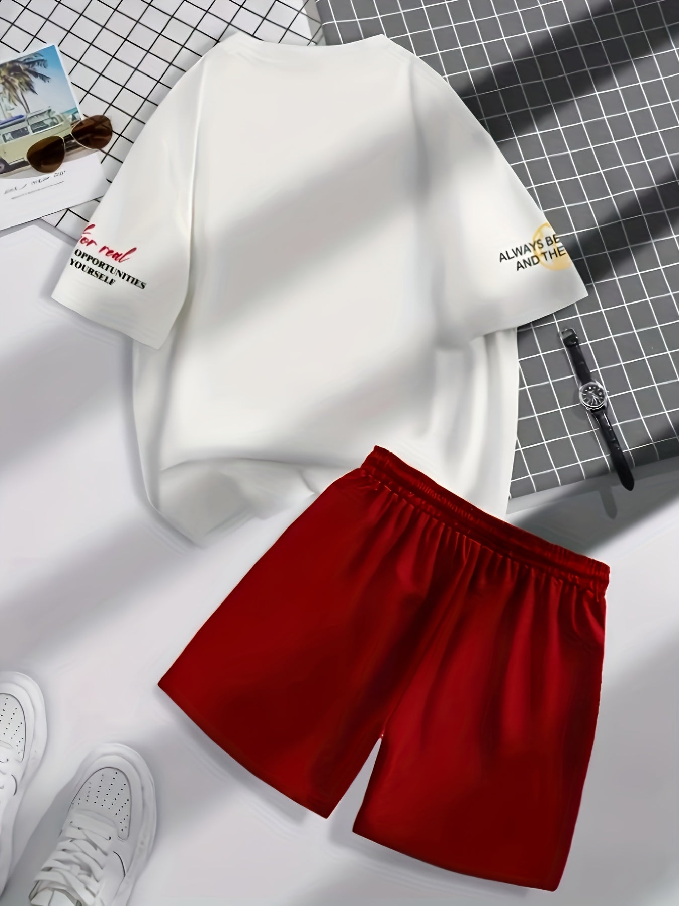 A Men's casual tracksuit - polyester crew neck T-shirt and shorts, regular cut, knitted fabric, summer casual, comfortable and stylish 3D digital print