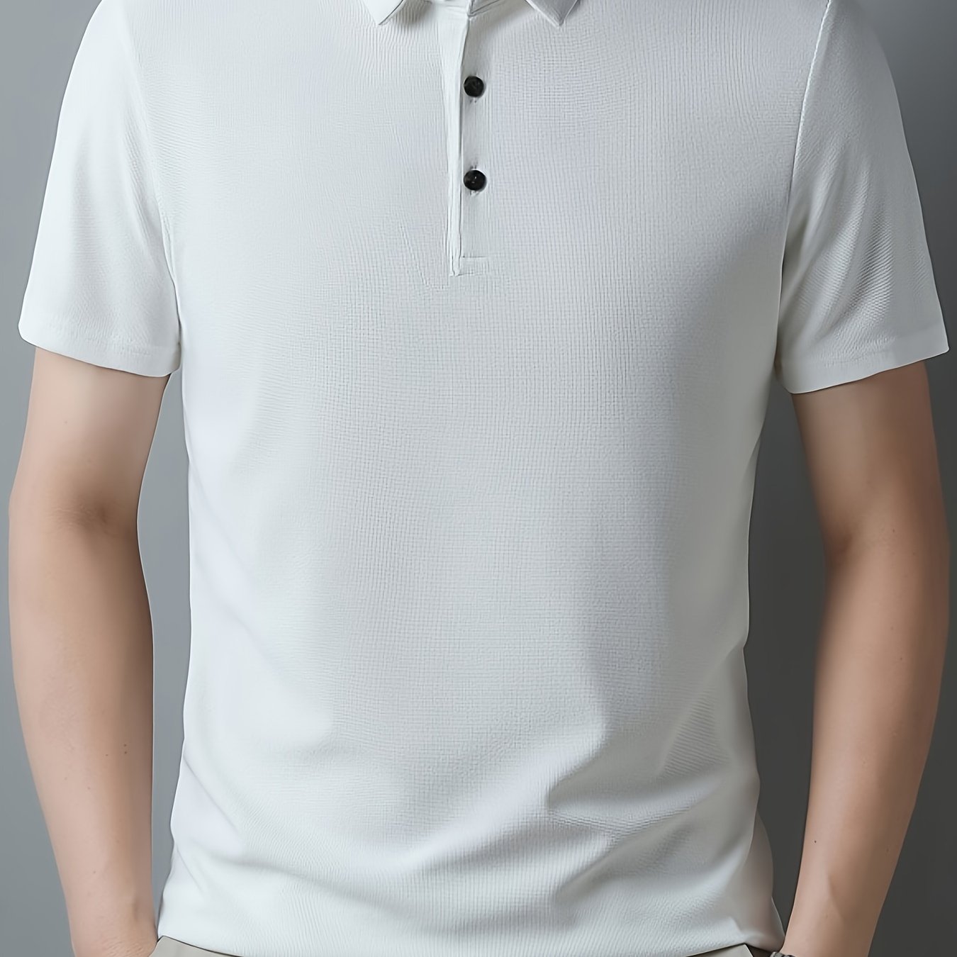 Men's Solid Short Sleeve And Lapel Collar Henley Shirt, Casual And Comfy Sports Tops For Summer Golf Wear And Outdoors Activities