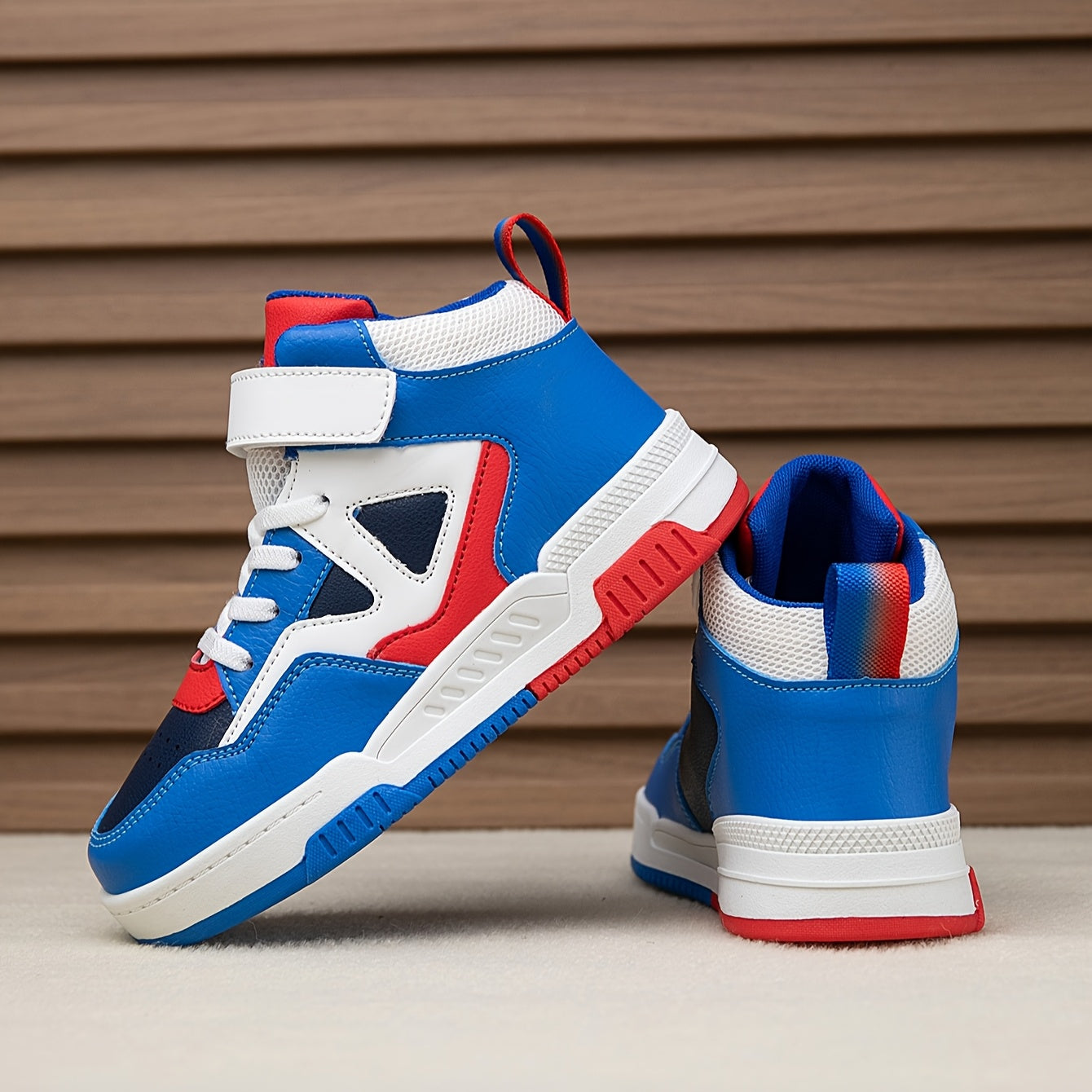 Youngsters' High-Top Sneakers with Color Block Design - Breathable, Non-Slip & Durable for Boys and Girls - Perfect for Outdoor Activities & Casual Attire