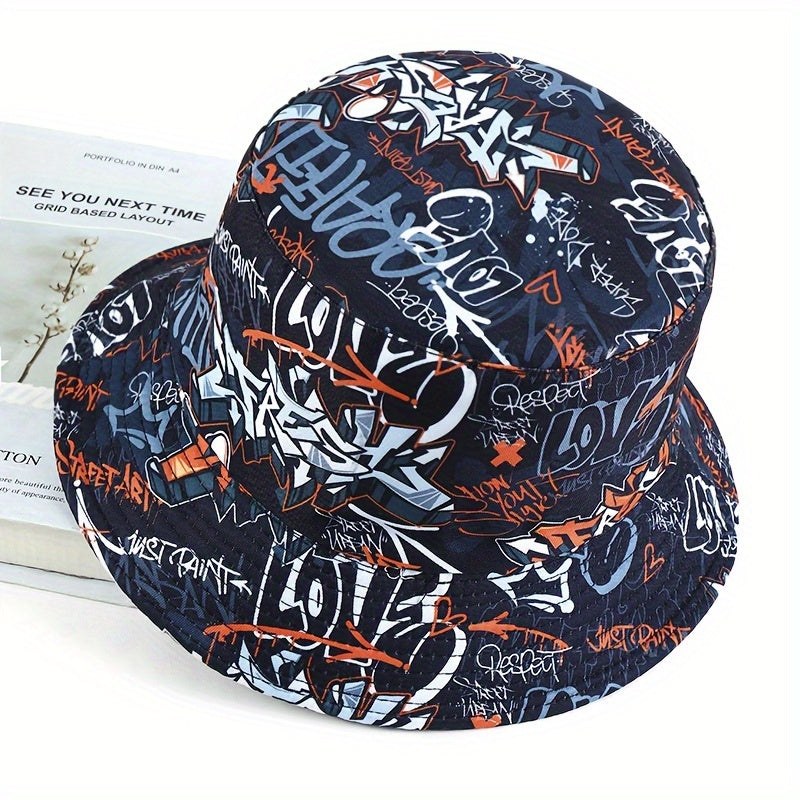 Letter Printed Bucket Hats For Men And Women - Outdoor Sun Protection Double-Sided Hats