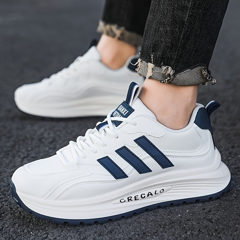 1 Pair of Men's Casual Sneakers, Comfortable Slip-Resistant, Black Beige Low-Top Shoes for Casual Attire, Trendy Street Style with Fabric Lining and Durable PVC Sole