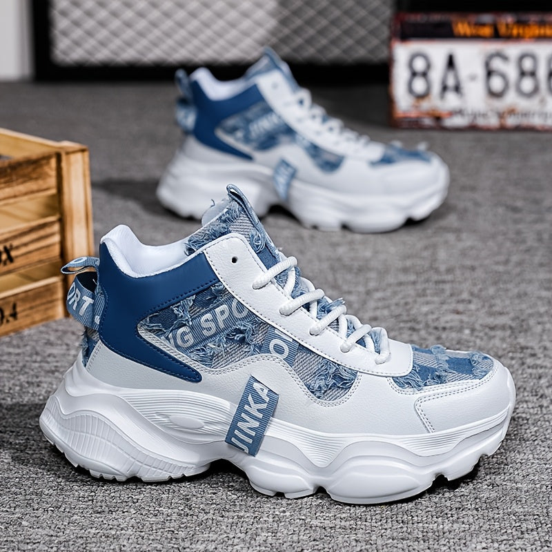 1 Pair Women'S High-Top Fashion Sneakers, Lightweight EVA Sole, Breathable Fabric Upper, All-Season Athletic Running Shoes with Comfort Insole