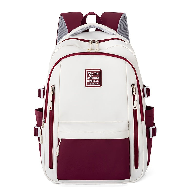 Visually Appealing Two-Tone Travel Backpack - Durable, Nylon, Lightweight with Adjustable Straps, Large Capacity School Bag for Students (No Charm), Casual Daypack Organized Storage Bag, Backpack for School