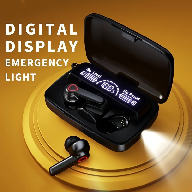 True Wireless In-Ear Headphones with LED Display, Noise Cancellation, Touch Controls, USB Charging, Lithium Battery - Rechargeable, Wireless, Volume Control, Wake-Up Motion Theater, Portable Headphone Case, Portable Headphone