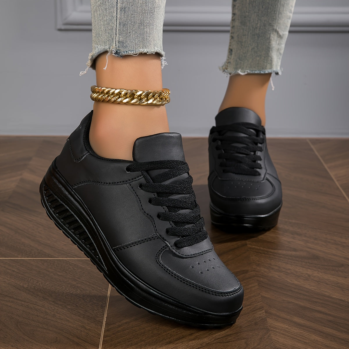 Women's Fashion Sneakers - Low-Top Lace-Up Casual Shoes with Synthetic Cover Upper, Breathable Fabric Lining MD Cushioned Sole for All-Day Comfort - All-Season Versatile Wear, Everyday Comfort Footwear, Sleek Shoe Design, S