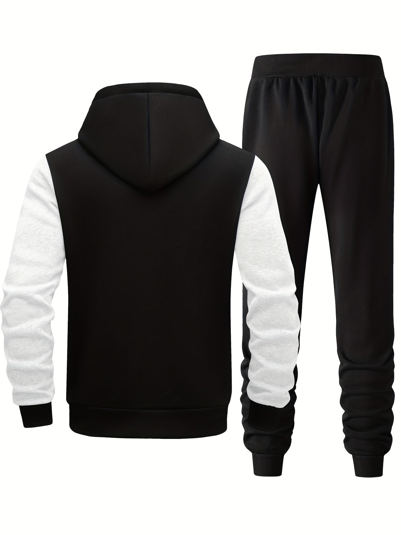 Men's Hooded Letter Print Tracksuit, 2pcs Casual Sports Set, Fashion Hoodie With Full-zip And Elastic-waist Pants, Regular Fit, Outdoor Cloth