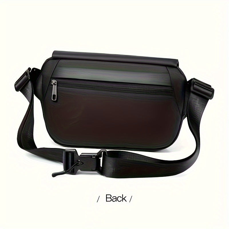 Men'S Sleek Black Crossbody Bag - Durable Oxford Material, Zippered Chest Bag with Adjustable Strap, Ideal for Commuting Cycling, Trendy Shoulder Bag for Men, Cycling Bag Trendy Shoulder Bag Functional Design, Small Crossbo