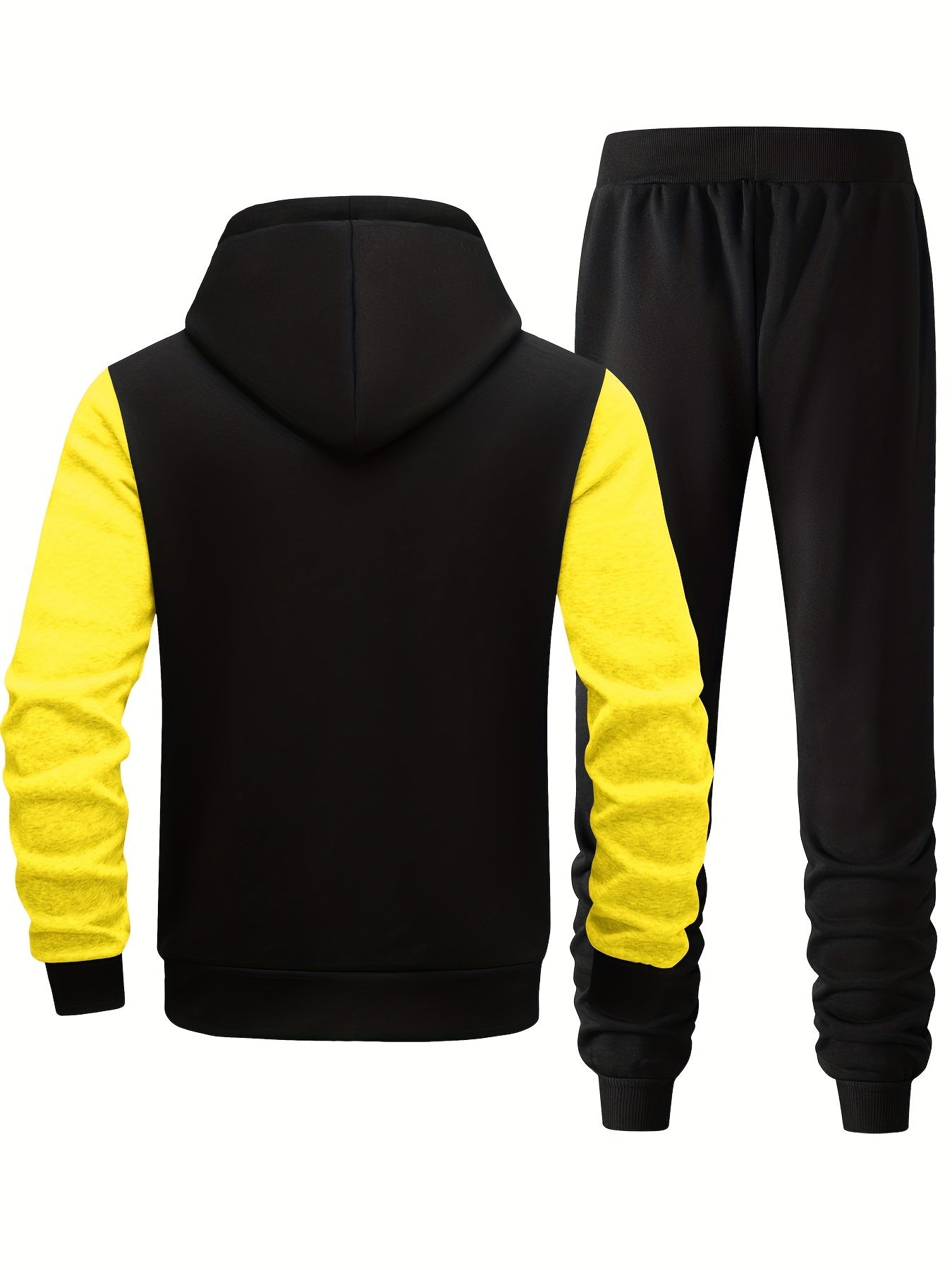 Men's Hooded Letter Print Tracksuit, 2pcs Casual Sports Set, Fashion Hoodie With Full-zip And Elastic-waist Pants, Regular Fit, Outdoor Cloth