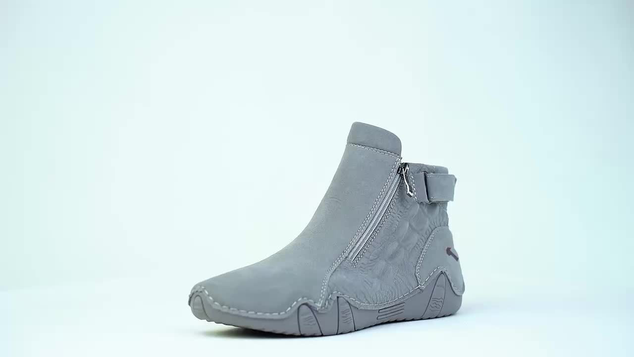 Men'S High-top Casual Shoes With Anti-slip, Comfortable, Outdoor, Fashionable, Plus Size, Business, Hand-stitched, Zipper, Cro, Lace-up.